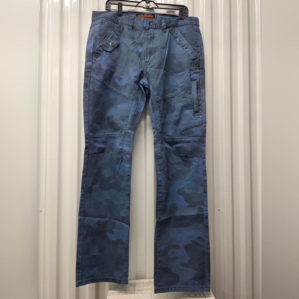 Biltwell  Blue Camouflage Bootcut Jeans